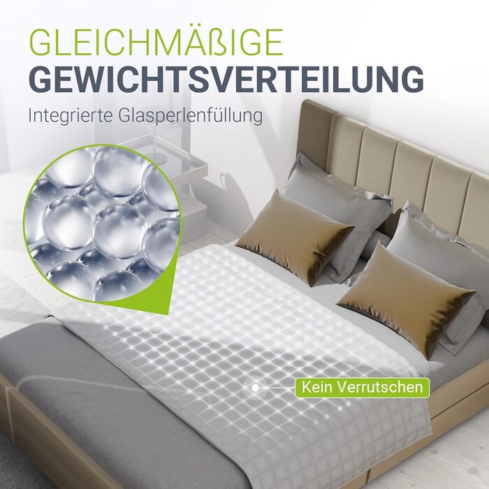 Обтяжена ковдра Juskys 135x200 Антистресова терапевтична ковдра, обтяжена ковдра зі скляними намистинами, бавовна та мікрофібра для людей з проблемами сну 7 кг 135 x 200 см - 7 кг