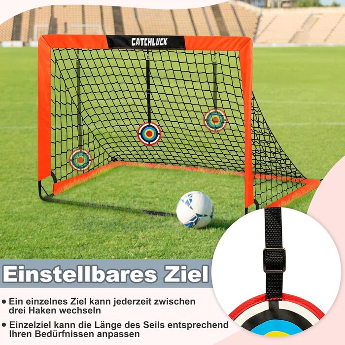 Футбольні ворота для саду, дитячі футбольні ворота, розкладні футбольні ворота, комплект з 2 шт. з футбольним м&39ячем, 6 футбольними конусами, 8 U-подібними кілками для землі та сумкою для перенесення, покращений червоний колір
