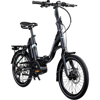 Дюймовий складаний велосипед для чоловіків та жінок 150-190 см Bosch Ebike середній двигун з 9-швидкісною втулкою Електричний велосипед 400 Вт батарея складаний велосипед 45 см чорний/бірюзовий, 100 E Bike 20-