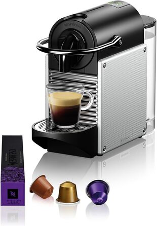 Кавова капсульна машина Nespresso De'Longhi EN 124.S Pixie Silver 1260 Вт 0,7 л Бічні панелі з перероблених капсул, сріблястий метал З бічними панелями з перероблених капсул Nespresso Single