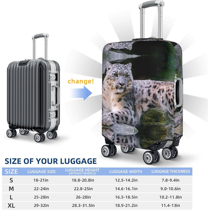 Чохол для валізи Schneeleopard, міцний захист для багажу розміром 45.7-81.3 см, чорний, великий розмір