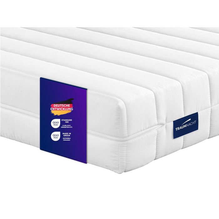Матрац Traumnacht Easy Comfort Duo з холодної піни 90x200 см H2 та H3 Ергономічний та повітропроникний Сертифіковано Oeko-Tex Висота 11 см Гіпоалергенний та антибактеріальний Німецький стандарт якості, рівень жорсткості H2 (м&39який) H3 (середньо-жорсткий