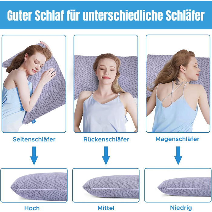 Подушка для сну на боці від болю в шиї та плечах - Подушки з піни з ефектом пам&39яті розміру &quotking-size&quot для сну - Регульована вигнута подушка зі знімною наволочкою, яку можна прати (сіра) U-подібна подушка Grau