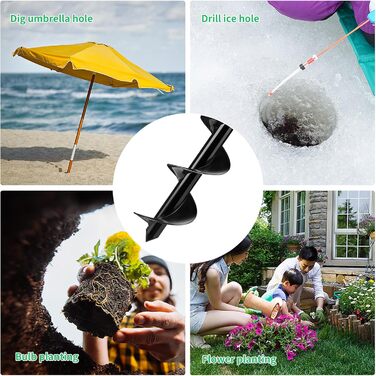 Акумуляторний бур для саду з рукавичками, спіральний бур для рослин та ґрунту для дриля/шуруповерта (10x60 см)