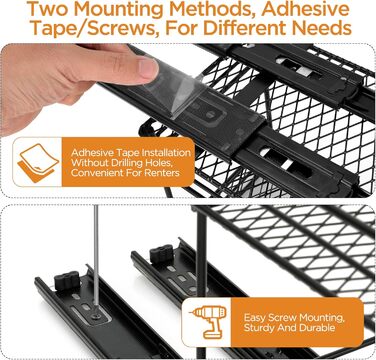 Розсувна підставка для спецій Cozary - подвійний органайзер для спецій - підставка для спецій з шухлядою та вентиляцією, органайзер для кухонної шафи, 2 варіанти кріплення (26 * 15 * 21,8 см)