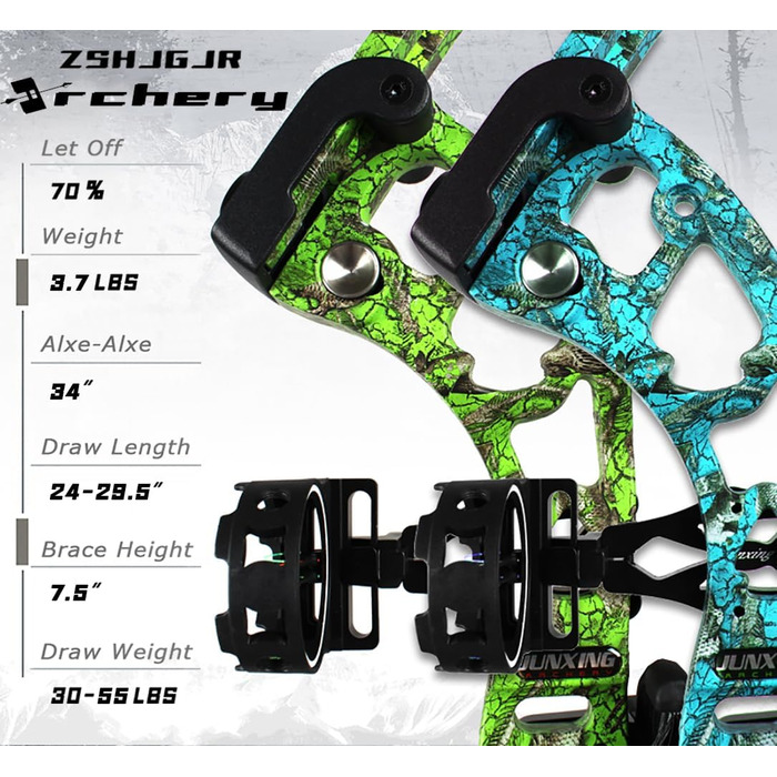 Набір складених луків ZSHJGJR – регульований мисливський та спортивний лук 30–60 lb, 310 fps, для правшів, синій