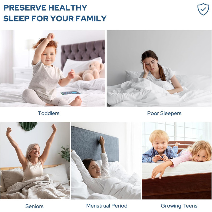 Наматрацник BEDLORE 180 x 200 см, водонепроникний наматрацник, безшумний чохол з глибокою кишенею мякий, дихаючий та зручний (білий) Білий 180x200x40 см