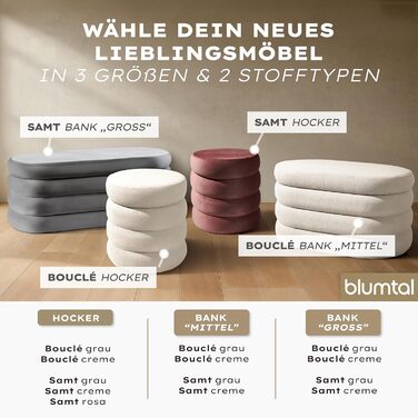 Круглий стілець Blumtal з чохлом з букле - міцний стілець з чохлом з тканини букле, 42 x 42 x 47 см - невеликий туалетний стілець - гарний вигляд букле - круглий стілець, кремове букле