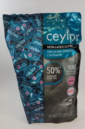 Ультратонкі презервативи Ceylor Non-Latex 100 для алергіків, гіпоалергенні та без запаху, оптова упаковка, упаковані в гігієнічний Dsli, легко відкриваються, преміум якості