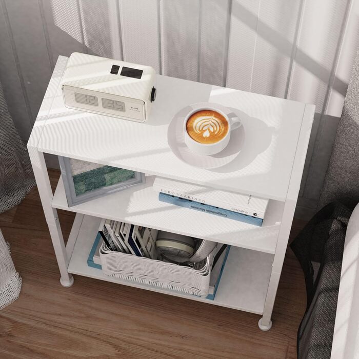 Приставний столик, маленький приставний столик, приставний столик до дивана для вузьких приміщень, вузький приставний столик, тумбочка, для вітальні, спальні, офісу, білий 1 білий