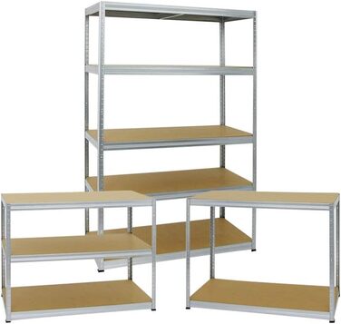 Комплект із 2 надміцних стелажів Big Elephant 180x120x60см з 5 полицями, вантажопідйомність полиць 250 кг, оцинкований, 2 шт. 180x120x60см, оцинкований