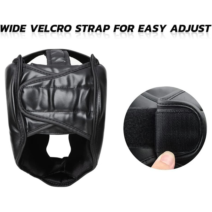 Боксерський шолом LangRay для дітей та дорослих, шкіряний боксерський шолом, захист обличчя для муай-тай, високе поглинання ударів з ідеальною видимістю та гарним поглинанням поту для бойових видів спорту, MMA, боксу, кікбоксингу, спарингу, розмір S, чорн