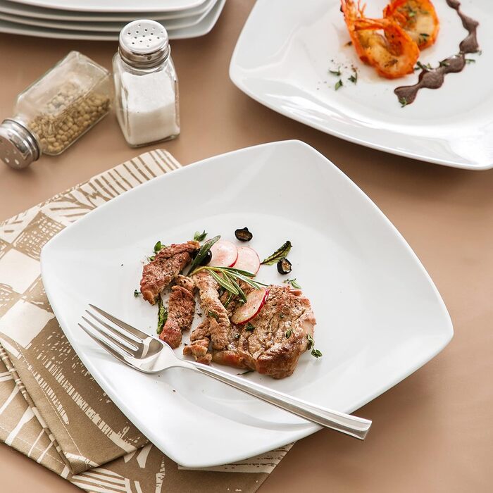 Серія Julia, Набір тарілок на 6 персон Сучасна, Біла порцелянова обідня тарілка з 6 предметів, Маленька обідня тарілка 24,8 см Обі