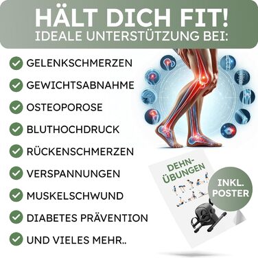 Набір педальних тренажерів HELDENWERK - Сертифіковано TV/GS, НОВИНКА 2025 року, включаючи кріпильний ремінь та протиковзкий килимок - Тренажер для рук та ніг для домашнього використання - Педальний тренажер для людей похилого віку, велотренажер