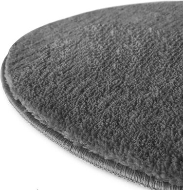 Килимок для ванної KARAT Sky, круглий килимок для ванної, щільний, пухнастий комфорт для вашого дому, нековзний килимок для ванної, що миється, протестований на шкідливі речовини (темно-сірий, 95 см (круглий)) 95 см (круглий) темно-сірий