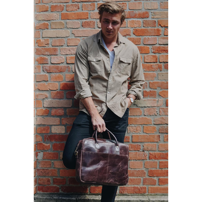 Портфель (M). Велика сумка, сумка для ноутбука і сумка через плече зі шкіри ручної роботи. Високоякісна чоловіча сумка з натуральн