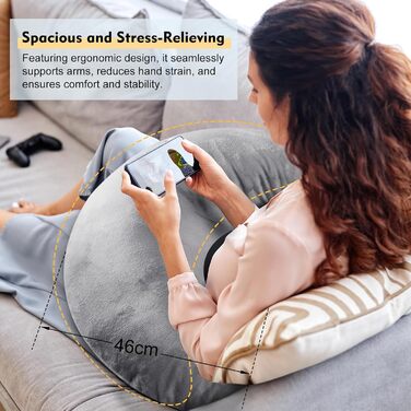 Подушка для читання/ігор у ліжку, для дорослих та дітей подушка для колінного столу для сидіння в ліжку/дивані/на підлозі компактна подушка-підлокітник для читання/ігор/роботи/в&39язання гачком для покращення сірого кольору.