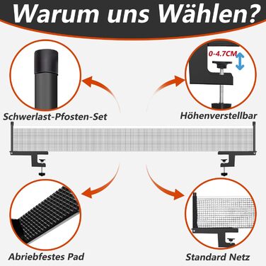 Набір стовпчиків для настільного тенісу Сітка для настільного тенісу Сітка для настільного тенісу із затискачем Професійне навчання Практика Портативний тримач для рукоятки Аксесуари для затискачів для дорослих і дітей Підходить для використання в приміще