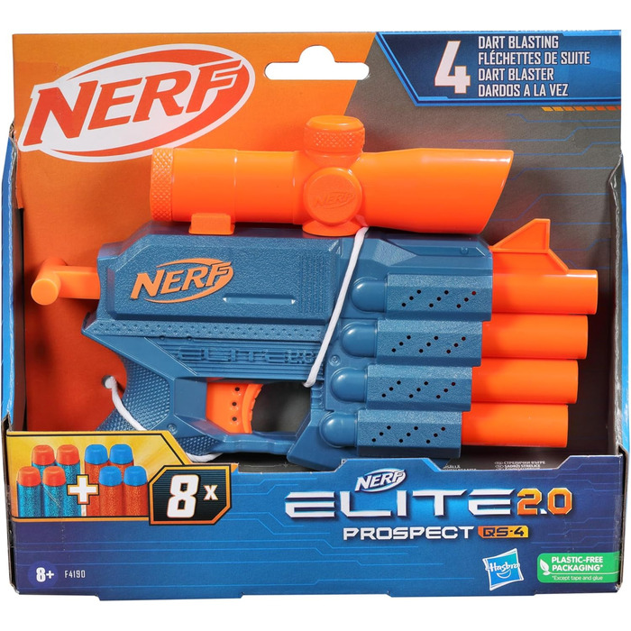 Бластер NERF Elite 2.0 Commander RD-6, 12 дротиків, обертовий барабан на 6 дротиків, вставні рейки Tactical Rail, точки кріплення, різнокольоровий, 6,7 х 36,2 х 24,1 см, для хлопчиків та дівчаток