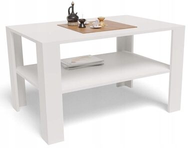 Сучасний журнальний столик MATKAM Ш100 x Г68 x В60 см, мінімалістичний дизайн для вашого дому, високоякісне виготовлення, легке складання (білий)