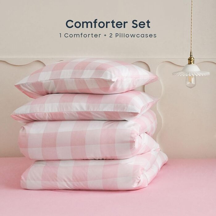 Комплект постільної білизни Wake In Cloud - Gingham, в клітинку, буйволяча клітинка, коттеджкор, милий, геометричний, м'який, легк