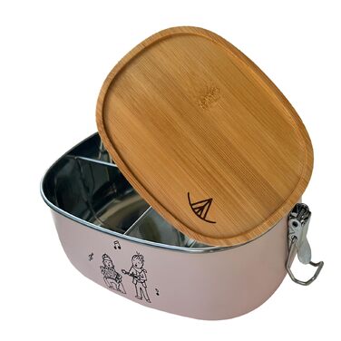 Ланчбокс Ringwald Edelstahl Rosa 1400 мл для дитячого садка та школи, великий, з роздільниками та бамбуковою кришкою, без BPA та пластику, рожевий