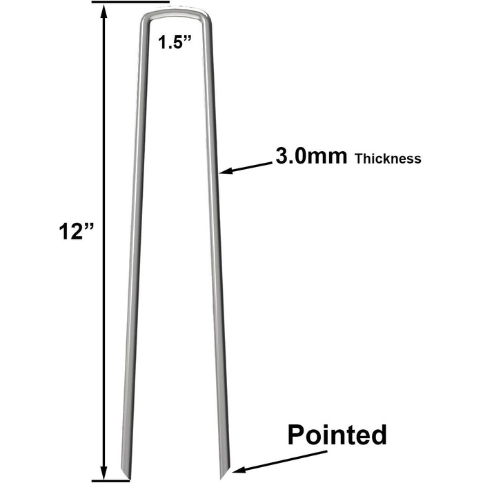Скоб для ландшафтного дизайну, 30,5 см, садові кілки, кілки для паркану, металеві кілочки для намету, оцинкована сталь, скоби для ландшафтної тканини, скоби для дернової землі 50 шт. - 12 дюймів, 50