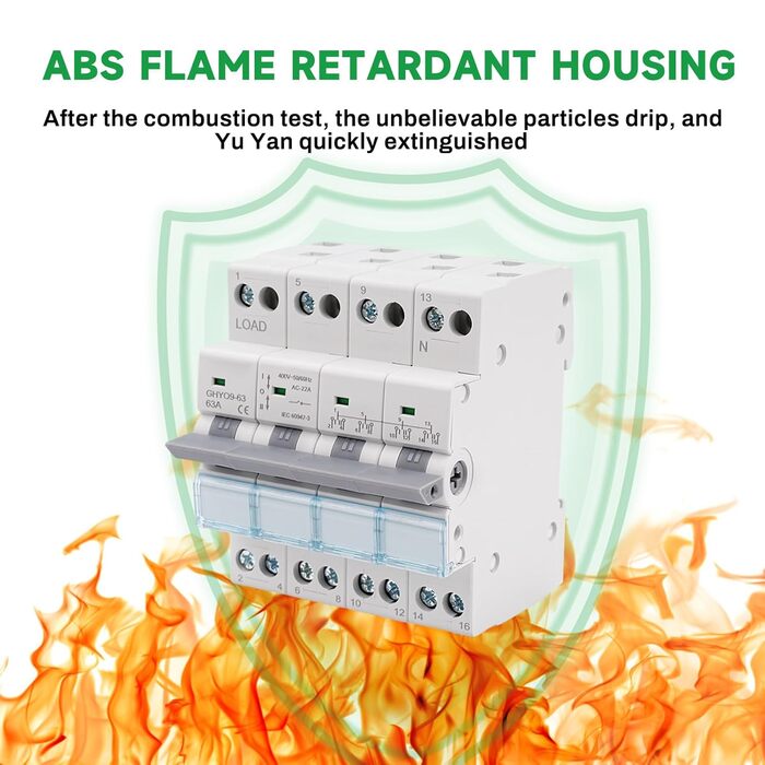 Ручний вимикач подвійного живлення AC 400V з індикатором живлення, монтаж на DIN-рейку. 4P-63A-400V, 4P 63A