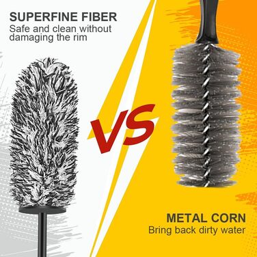 Щітка для дисків для алюмінієвих дисків, щітка для дисків з мікрофібри преміум-класу для особливо дбайливого очищення до самого кр