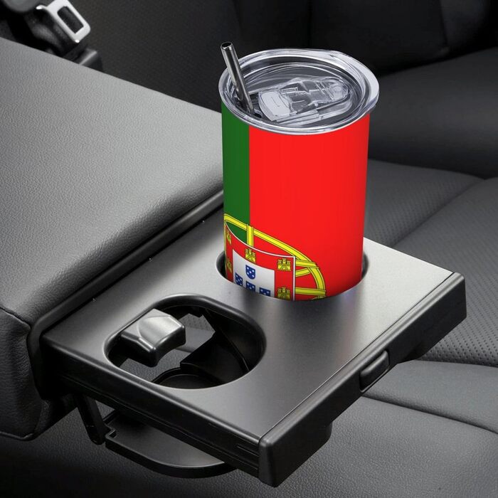 Кухоль з прямою трубочкою, дизайн португальський прапор, друкований, дорожній кухоль, підходить для кемпінгу, офісу та дому, 590 мл