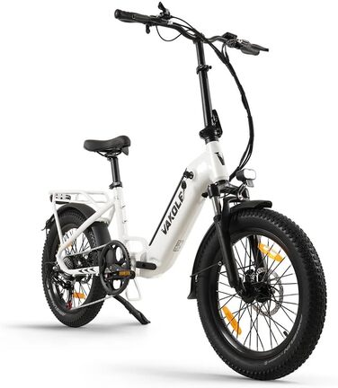 Складаний електровелосипед VT4 20 дюймів з акумулятором 36 В 13 Аг, 20x3,0 дюйми, шини для фетбайка, електровелосипед, що відповідає стандартам ЄС, для чоловіків та жінок, білий