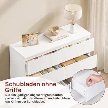 Комод WOLTU з 6 шухлядами, сучасний комод для вітальні, спальні або коридору, виготовлений з інженерної деревини, 100x69x36 см, білий, KMD007ws