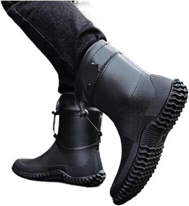 Чоловічі гумові чоботи, короткі гумові чоботи, одяг для роботи на природі, водонепроникне взуття, низькопрофільні, легкі, нековзні, водні чоботи, чорні, EU 40