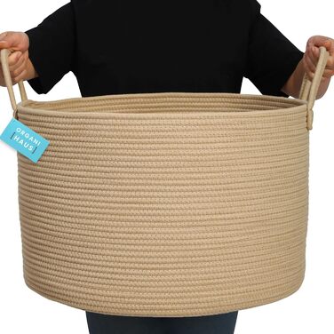 Кошик для зберігання OrganiHaus, кошик для іграшок, тканий бавовняний кошик для білизни з ручками, кошик для рушників для ванної к