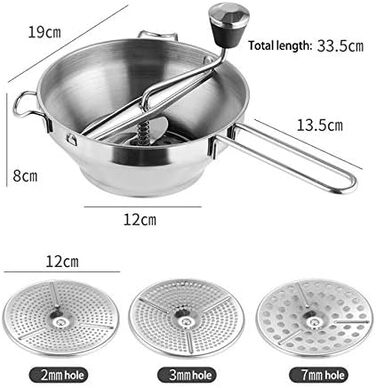 Кухонна м'ясорубка Dariokki з нержавіючої сталі, процідити і натерти на тертці та овочева, легко чиститься, довговічна якість