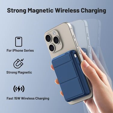 Для Magsafe Powerbank iPhone 10000mAh, Magnetic Power Bank Wireless 22.5W PD Fast Charging with LED Display Portable Charger Battery Pack for iPhone 16/15/14/13/12/Pro/Pro Max