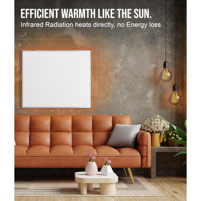 Інфрачервоний настінний обігрівач VIESTA F1200 потужністю 1200 Вт з термостатом TH10 плоска карбоново-кристалічна нагрівальна панель електричний інфрачервоний настінний обігрівач, ідеально підходить для віталень та ванних кімнат F1200 з TH10