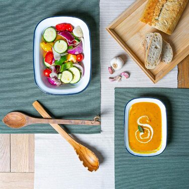 Тарілки для тортів та інших страв Argon Tableware з білої емалі - 20 см - темно-сині - упаковка з 2 шт.