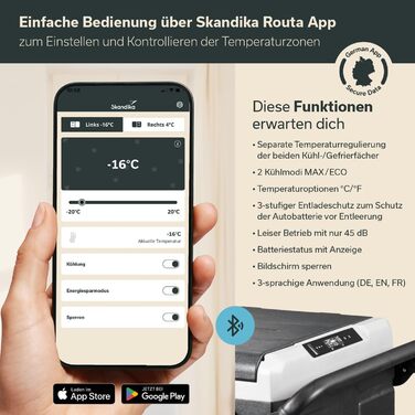 Морозильна камера Skandika для автомобіля від 35 до 55 л 10 до -20 C компресорна холодильна камера з перегородкою, безшумна, екоре