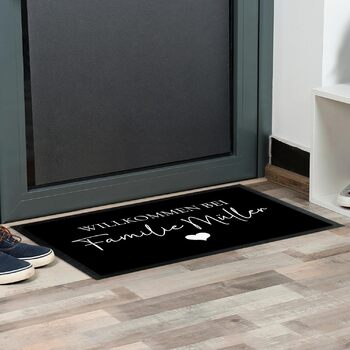 Декоративний килимок для дверей Ласкаво просимо True Statements - персоналізований прізвищем або власним текстом - веселий декоративний килимок як подарунок на новосілля для використання в приміщенні та на вулиці - тонкий, нековзний, 50 x 35 см, чорний