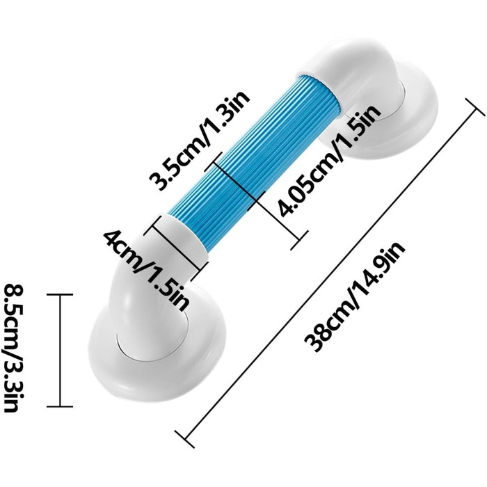Поручні для ванни та душу, Безпечні поручні для ванної кімнати з обмеженими можливостями, Поручні з нержавіючої сталі, Поручні для літніх людей, Поручні (Bianco, 38 см/14,9 дюйма) 38 см/14,9 дюйма Bianco