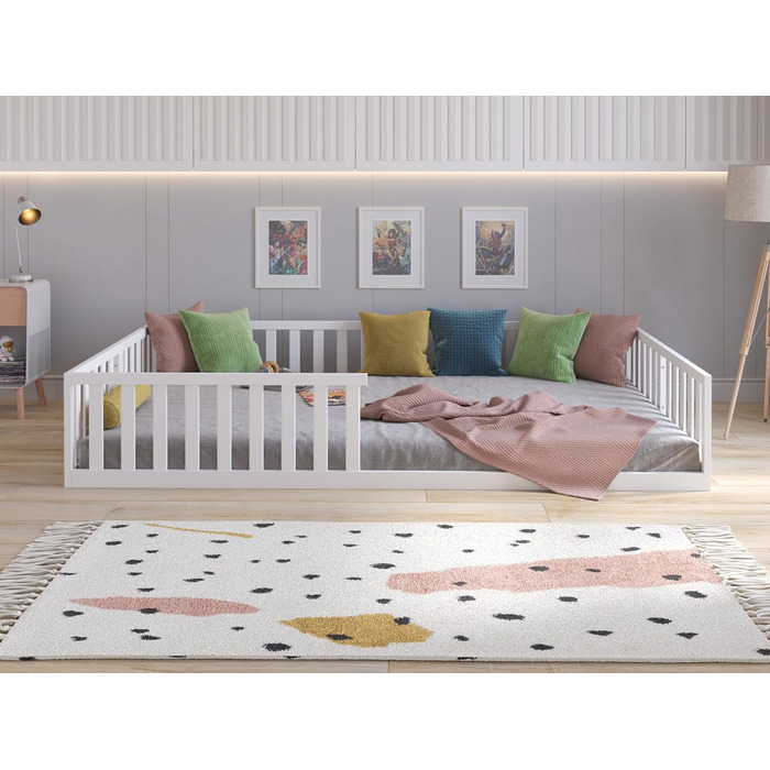 Дитяче ліжко Love For Sleep Floor Bed White 140x200 см, конструкція, зручна для дітей, дитяче ліжко Florence, дерев&39яне ліжко - ліжко Монтессорі 140x200 см з рейковою основою