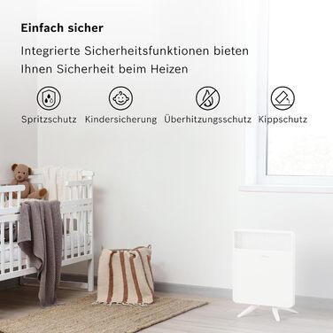 Електричний конвектор для приміщень площею до 5 м - Індивідуальне регулювання - Зі світлодіодним дисплеєм, захистом від перегріву та блокуванням від дітей - Легке встановлення - 500 Вт, 4000-5 -