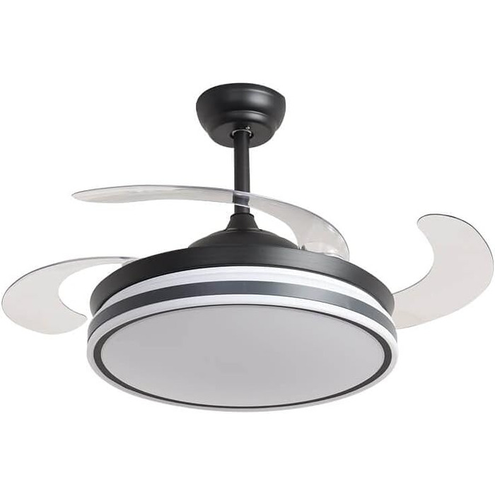 Зі світлодіодним освітленням, включаючи дистанційне керування, має інноваційний механізм складання та розкладання крил 60 Вт, чорний