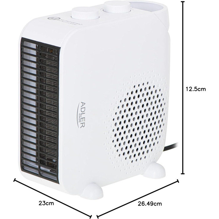 Вентилятор-обігрівач з термостатом, функцією обдування, захистом від перегріву, 2 режими нагріву, білий, 7725w Thermofan 2000W