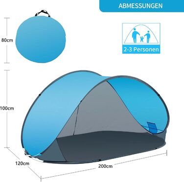 Розкладний пляжний намет Duhome, захист від ультрафіолету, декоративний намет, захист від негоди та конфіденційності, кемпінговий намет для сімей, пляжний кемпінг, синій