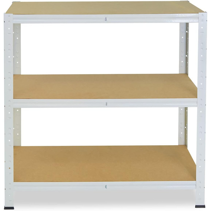 Надміцний стелаж для дому, білий/металевий стелаж з 3 полицями/стелаж для підвалу, стелаж для гаража, стелаж для майстерні або стелаж для зберігання/металевий стелаж без болтів, вантажопідйомність 175 кг, В 90см / Ш 80см / Г 40см, 90x80x40