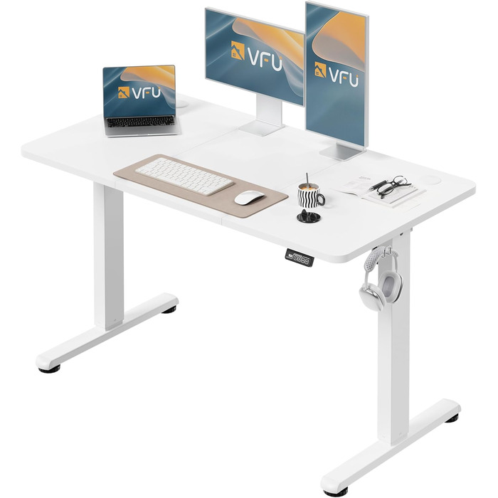 Стіл з регульованою висотою 120 x 60 см, стіл з електричним регулюванням висоти та функцією пам&39яті, стіл для роботи стоячи, регульований стіл, комп&39ютерний стіл для офісу, стіл для роботи стоячи, білий 120 x 60 см