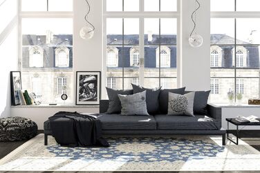 Килим із середнім ворсом, 300 см, круглий, східний килим Ziegler, Oeko-Tex Standard 100, передпокій, спальня, кухня, вітальня, чер