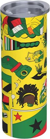Кухоль з прямою трубочкою, ямайські елементи, принт, дорожній кухоль, підходить для кемпінгу, офісу та дому, 590 мл